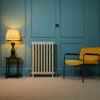 Custom cast iron radiator painted in Little Greene Portland Stone